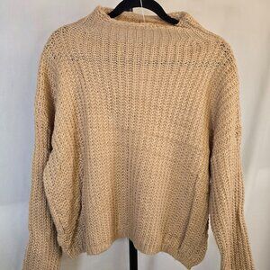 Light Brown Loose Fitting Crochet Sweater